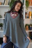 Bowie Asymmetric Turtle Neck Ribby Knit Pidgeon /28 =